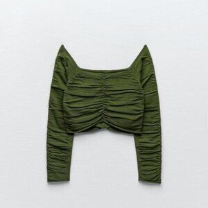 Zara Off Shoulder Draped Knit Top